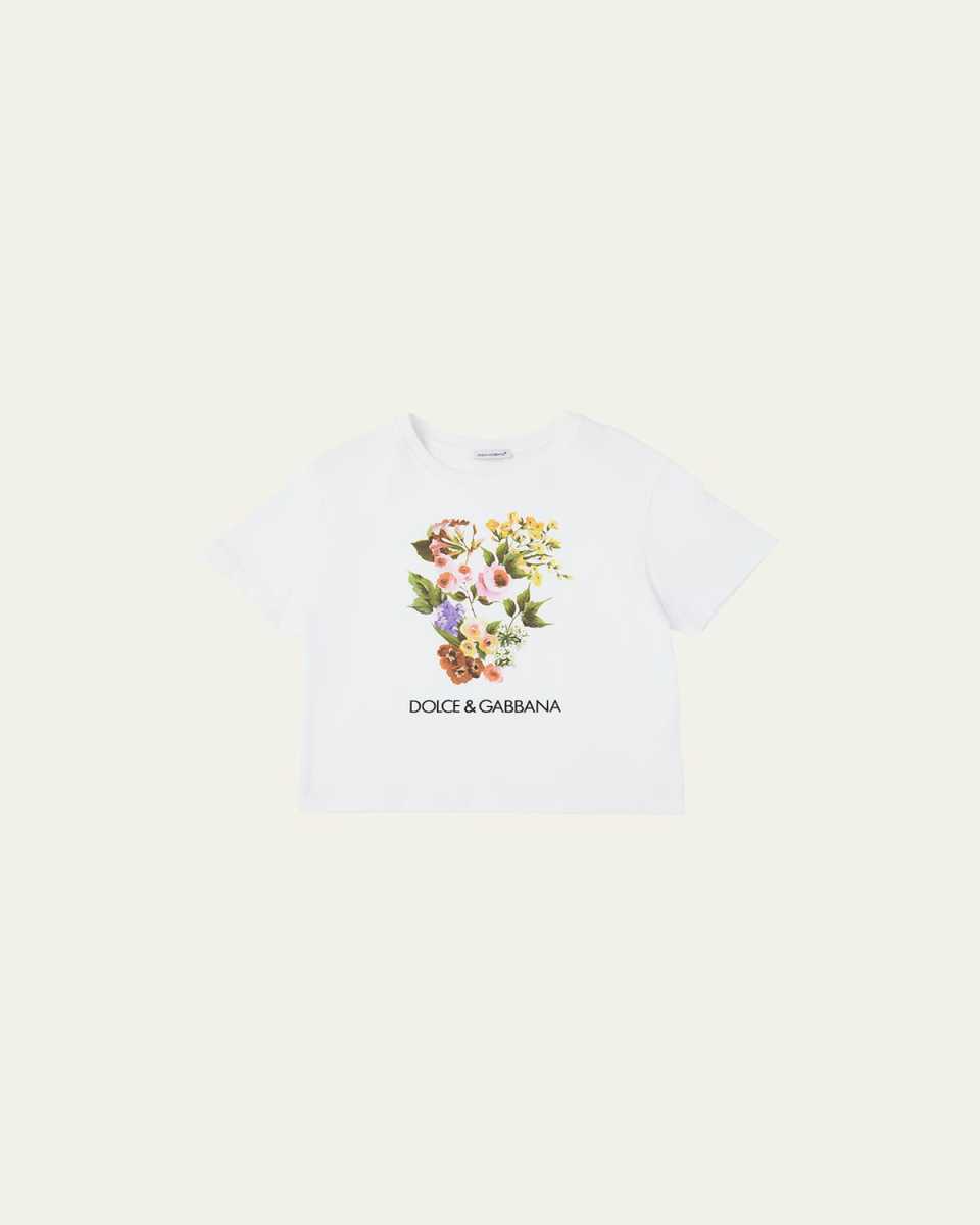 Girl's Flower Power Short-Sleeve Cotton T-Shirt, Size 8-14